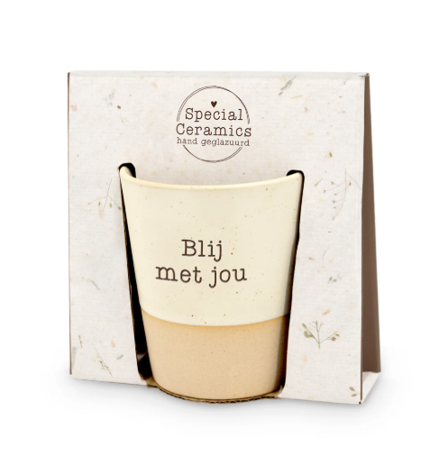 Mok - Crème - Blij met jou - Pakketpost!