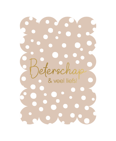Luxe Wenskaart bubble A6 - Beterschap & veel liefs - enkele kaart 