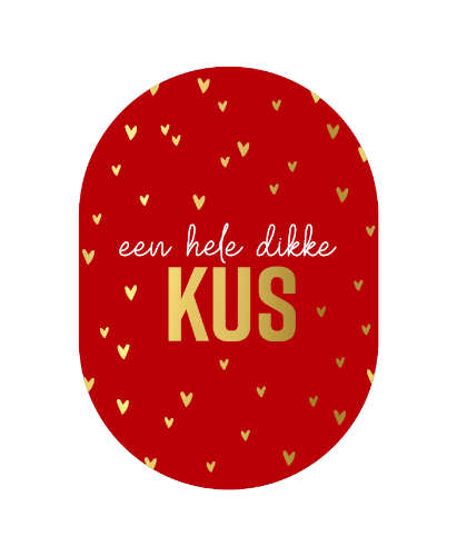 Luxe wenskaart ovaal - A6 - Een hele dikke kus - Enkele kaart