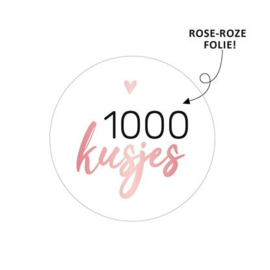 1000 Kusjes 40mm zwart/wit/roze - 10 stuks - Kado etiket