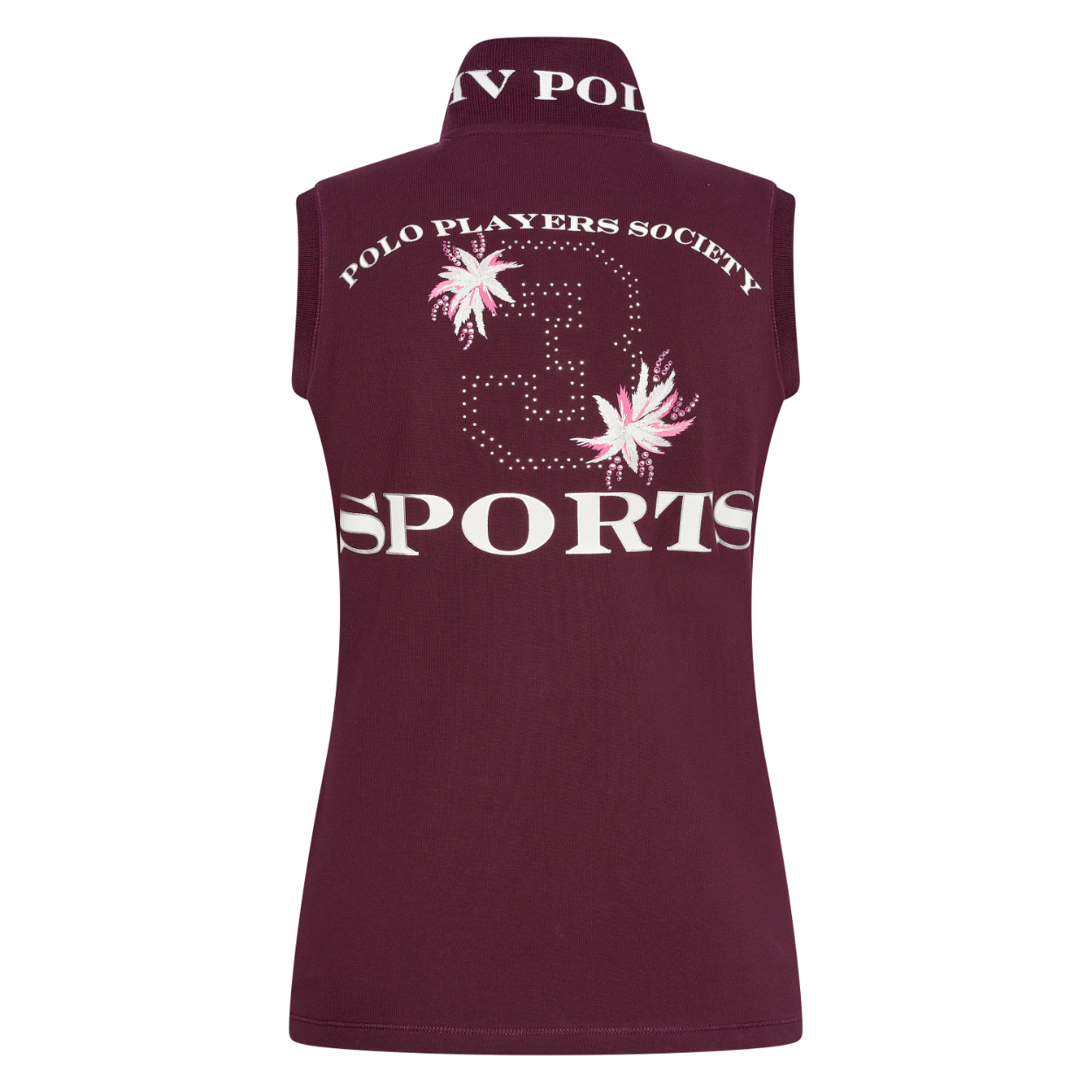 Poloshirt mouwloos Favouritas Palms- Dark Berry