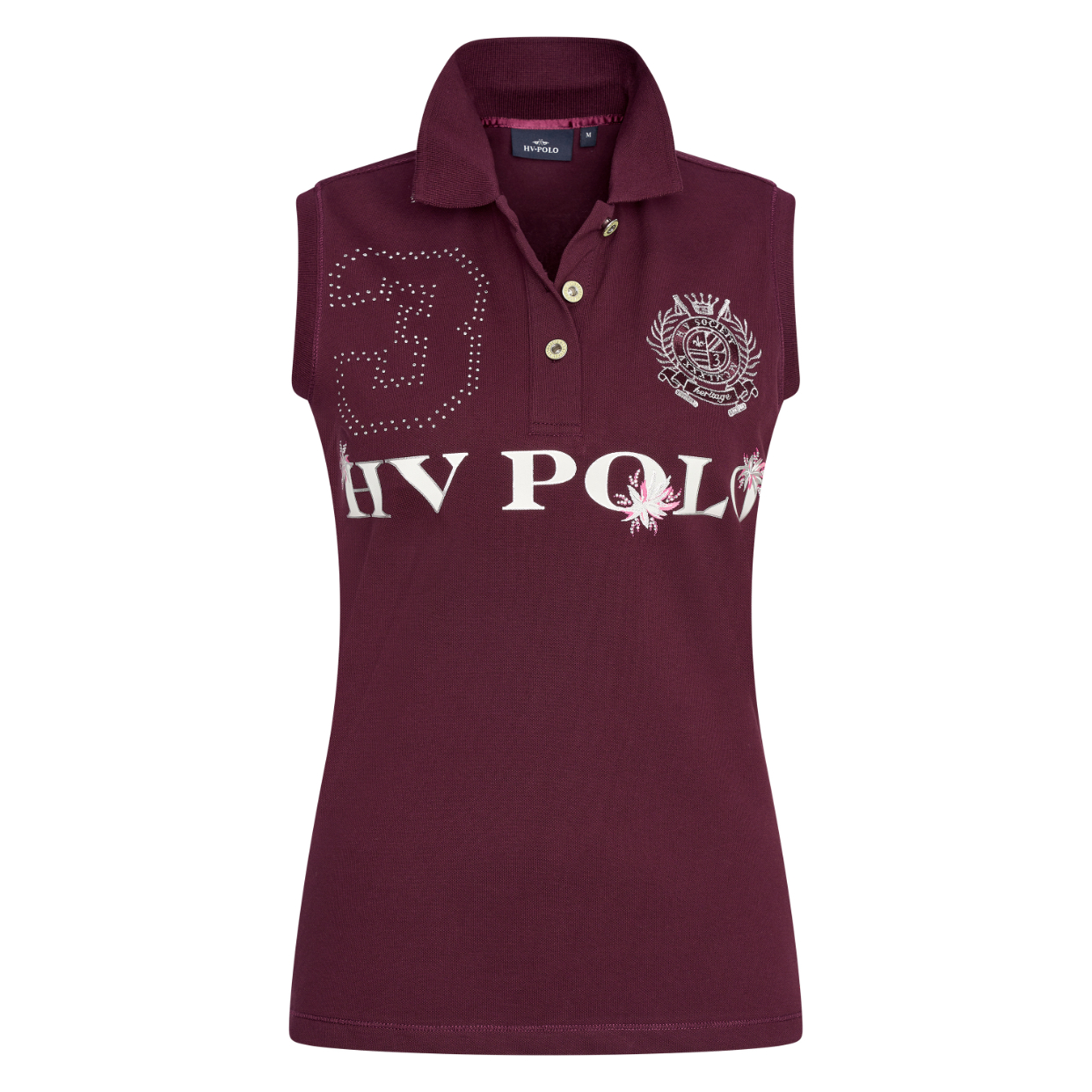 Poloshirt mouwloos Favouritas Palms- Dark Berry