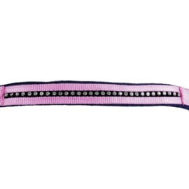 Halster + touw -Crystal- zacht onderlegd- Roze/Blauw