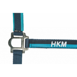 Nylonhalster met touw 180 cm en karabijnhaak-Blauw/Azuur