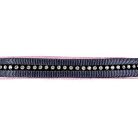 Halster + touw -Crystal- zacht onderlegd- Blauw/Roze