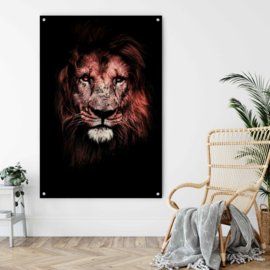 Dubbelzijdige kunst: Portret van een leeuw met de Grizzly in the mist