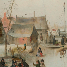 Schaatsenrijden in een dorp door Hendrick Avercamp