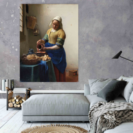 Dubbelzijdige kunst: Melkmeisje met Meisje met de parel van Vermeer 100x73cm met ophangsysteem