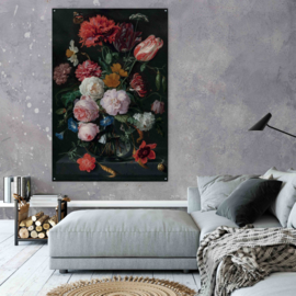 Jan Davidzs de Heem - Stilleven met bloemen op staal, 160x100cm met ophangsysteem