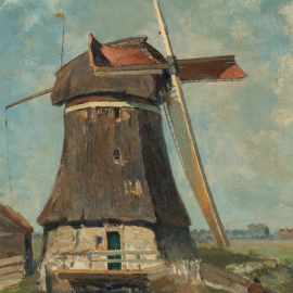 Een molen aan een poldervaart door Paul Joseph Constantin Gabriël