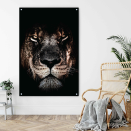 Lion op geborsteld staal, 100x65cm zonder ophangsysteem