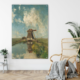 ​Dubbelzijdige kunst: Een molen aan een poldervaart met het Stilleven met bloemen van Eelke Jelles Eelkema