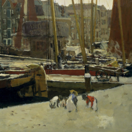 Het Damrak in Amsterdam door George Hendrik Breitner