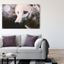 ​Dubbelzijdige kunst: Wolf bij volle maan in combinatie met de stoere Burning lion