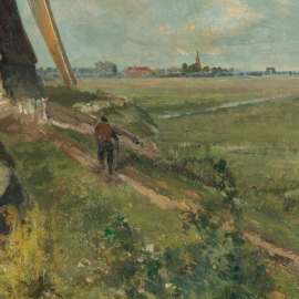 Een molen aan een poldervaart door Paul Joseph Constantin Gabriël