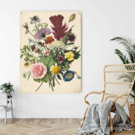 Boeket met bloemen uit 1680 op aluminium dibond, 100x73cm zonder ophangsysteem