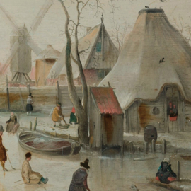 Schaatsenrijden in een dorp door Hendrick Avercamp