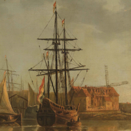 Rond schilderij Gezicht op Dordrecht