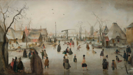 Schaatsenrijden in een dorp door Hendrick Avercamp