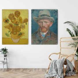 Dubbelzijdige kunst: Vincent van Gogh zonnebloemen met het Zelfportret