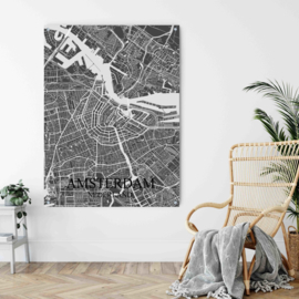 Amsterdam city map op metaal