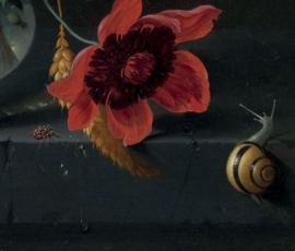 Jan Davidzs de Heem - Stilleven met bloemen op aluminium, 160x100cm met ophangsysteem