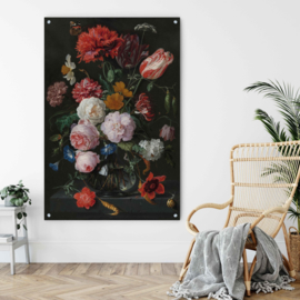 Jan Davidzs de Heem - Stilleven met bloemen op aluminium, 160x100cm met ophangsysteem