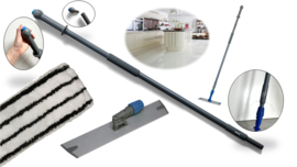 Spraysteel ZAPA PRO Compleet Aluminium Steel, 140 cm Met 0,6 liter doseerunit, Scub Vlakmop Zebra & Velcro Aluminium Vlakmophouder 41cm