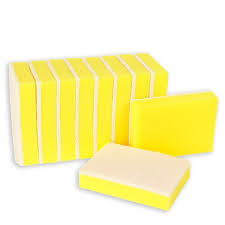Gele schuurspons met zachte witte pad 14x10x3cm