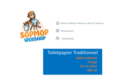 Sopmop Toiletpapier Traditioneel 100% Cellulose 400 vel / 2Laags 10 x 4 Rollen