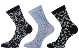 Teckel Flowers ladies socks 3-pack