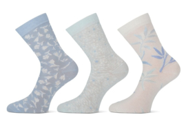 Ladies socks Teckel flowers 3-pack