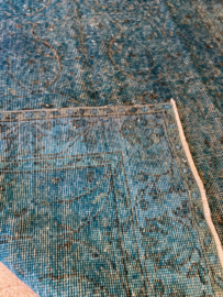 Vintage recoloured tapijt turquoise blauw Maat: 112 x 207