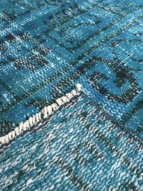 Vintage recoloured tapijt turquoise blauw Maat: 179 x 302