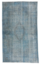 Vintage recoloured tapijt blauw Maat: 170 x 285
