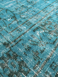 Vintage recoloured tapijt turquoise blauw Maat: 185 x 304