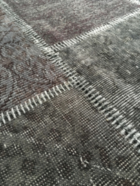 Vintage patchwork tapijt antracietgrijs Maat: 162 x 242