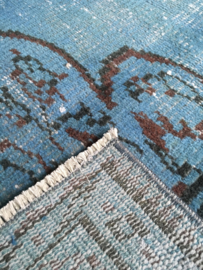 Vintage recoloured tapijt jeansblauw Maat: 154 x 253