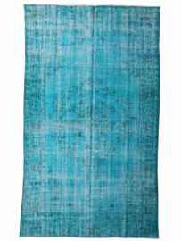 Vintage recoloured tapijt turquoise blauw Maat: 185 x 304