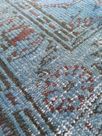 Vintage recoloured tapijt jeansblauw Maat: 154 x 253