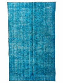 Vintage recoloured tapijt turquoise blauw Maat: 145 x 241