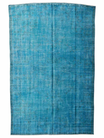 Vintage recoloured tapijt turquoise blauw Maat: 164 x 250