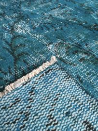 Vintage recoloured tapijt turquoise blauw Maat: 185 x 290
