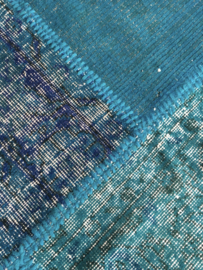 Vintage patchwork tapijt turquoise blauw Maat: 170 x 239