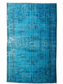 Vintage recoloured tapijt turquoise blauw Maat: 167 x 271