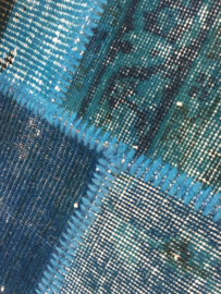 Vintage patchwork tapijt turquoise blauw Maat: 170 x 240