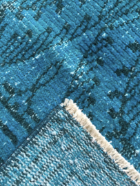 Vintage recoloured tapijt turquoise blauw Maat: 145 x 241