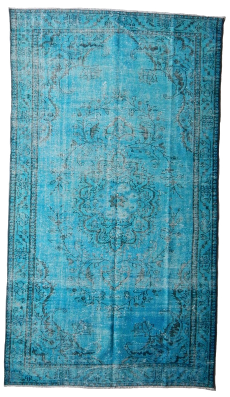 Vintage recoloured tapijt blauw Maat: 177X268