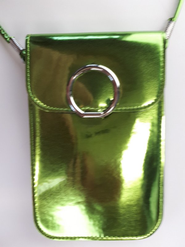 Telefoontasje groen blinkend - telefoonzakje met flap - Lentetype