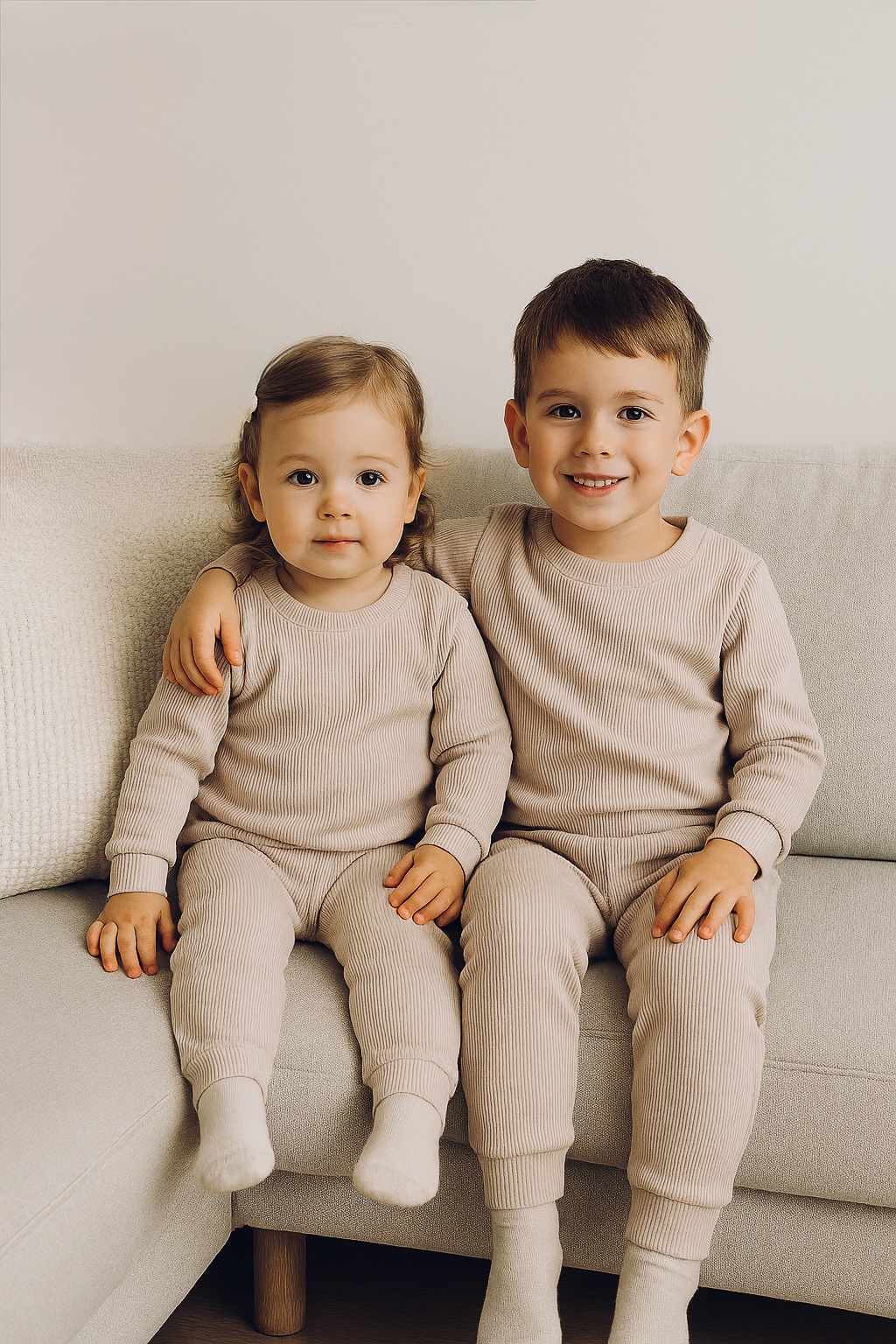 Huisje8 - Loungewear set rib ZAND